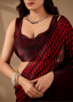 Ruby Red Organza Silk Saree Standing Look - Festive Wear Saree