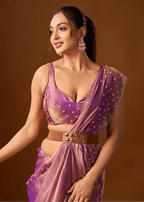 Purple Tissue Silk Saree With Stone Work