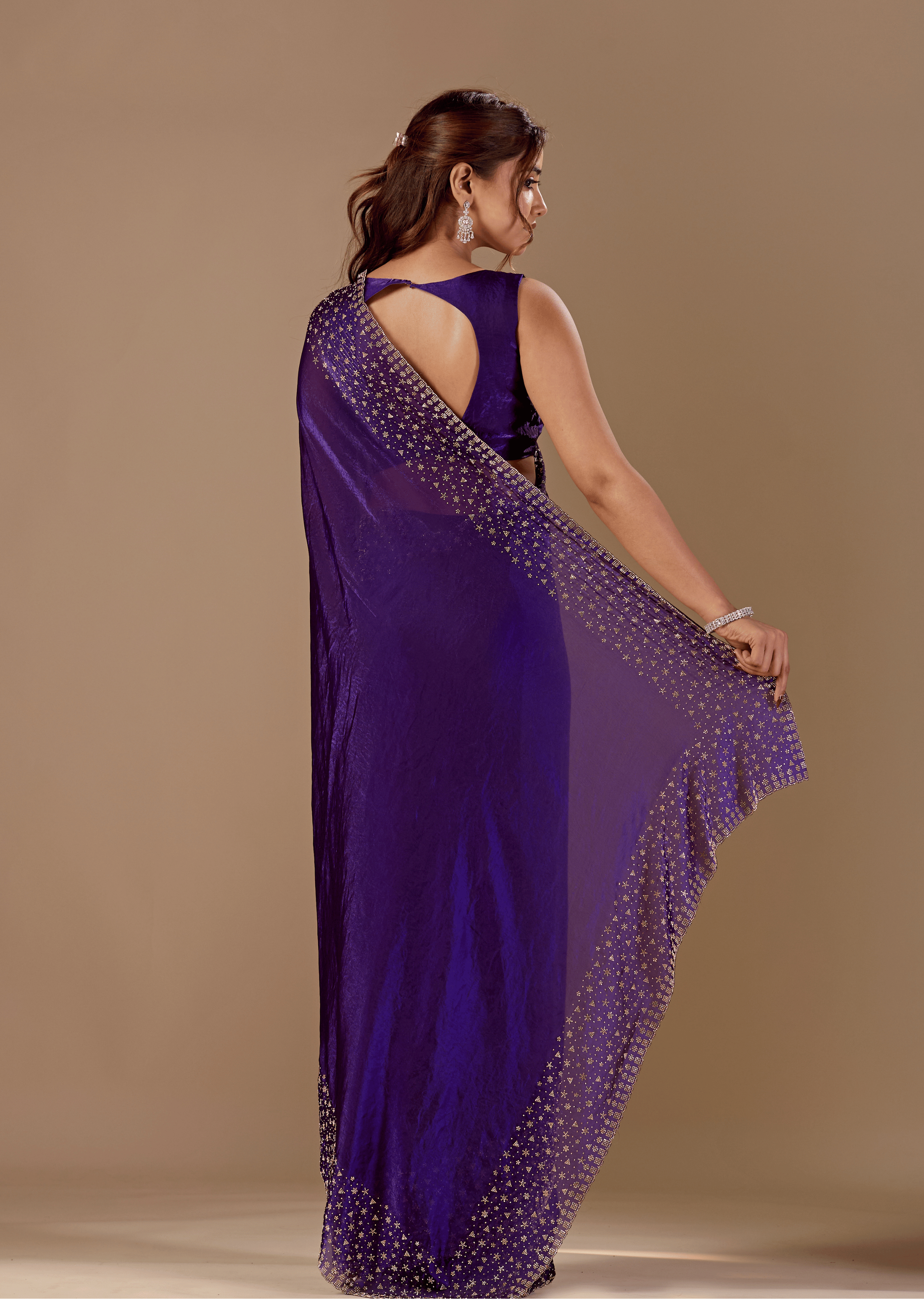 Royal Wine Tissue Silk Saree With Stone Work