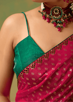 Rani Pink Tissue Silk Saree With Foil Butti Work