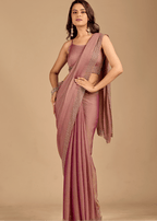 Dusty Pink Soft Silk Saree With Embellished Border