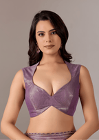 Purple Organza Saree With Sequin Border Work