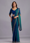 Green Tissue Silk Saree With Crystal Stone Work