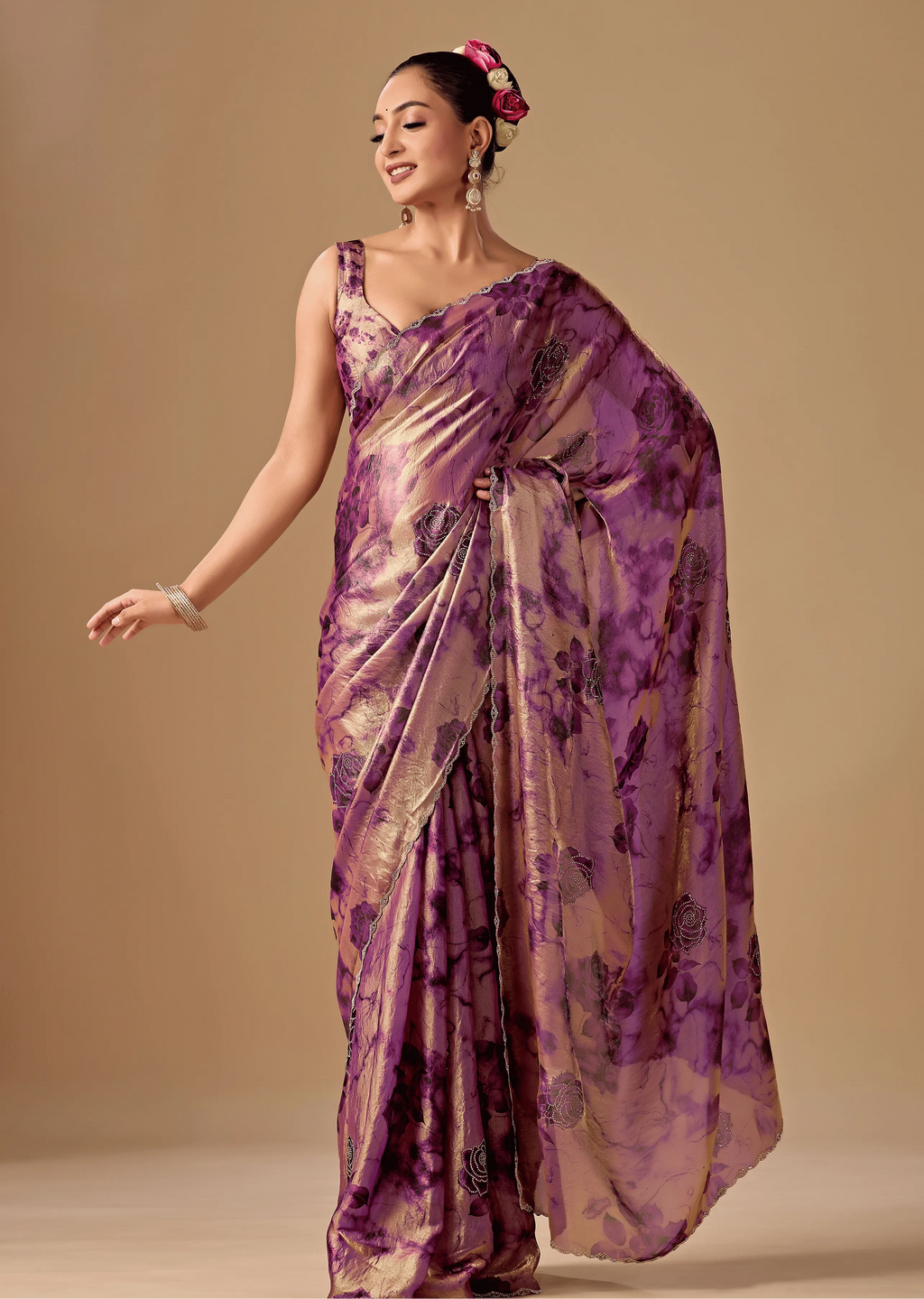Lavender Organza Silk Saree Standing Look - Party Wear Saree