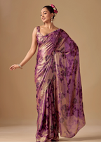 Lavender Organza Silk Saree Standing Look - Party Wear Saree