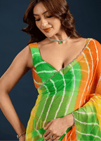 Multicolor Chiffon Saree With Leheriya Print
