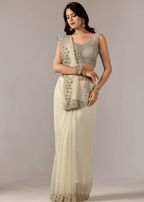 Pista Green Tissue Saree With Stone Embroidery