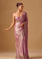 Lavender Tissue Silk Saree With Stone Work
