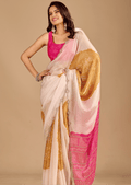 Pink Organza Silk Saree With Printed Pallu