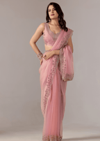 Baby Pink Tissue Saree With Stone Embroidery