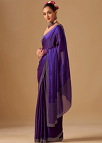 Royal Wine Tissue Silk Saree With Crystal Stone Border