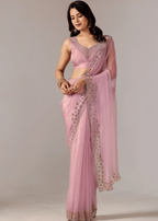 Lavender Purple Tissue Saree Pallu Detail - Festive Wear Saree