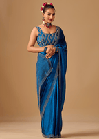 Royal Blue Tissue Silk Saree With Stone Work Border