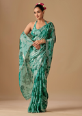  Sea Green Organza Silk Saree With Stone Work - Front Look | Buy On Ethnic9