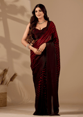Ruby Red Organza Silk Saree With Stone Work Border