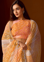 Mustard Yellow Chiffon Saree Standing Look - Party Wear Saree