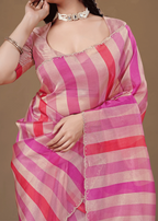  Pink Organza Saree Standing Look - Party Wear Saree