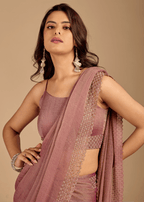Dusty Pink Soft Silk Saree With Embellished Border
