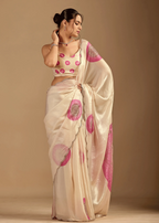Ivory Organza Silk Saree Standing Look - Party Wear Saree
