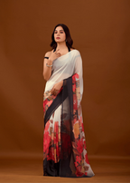 White Soft Organza Saree Standing Look - Festive Wear Saree