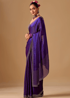 Royal Wine Tissue Silk Saree With Crystal Stone Border