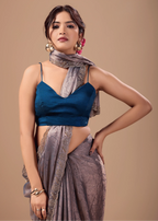 Dusty Mauve Jacquard Saree With Cutdana Stone Work