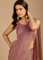 Dusty Pink Soft Silk Saree Standing Look - Party Wear Saree
