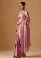 Lavender Tissue Silk Saree With Stone Work