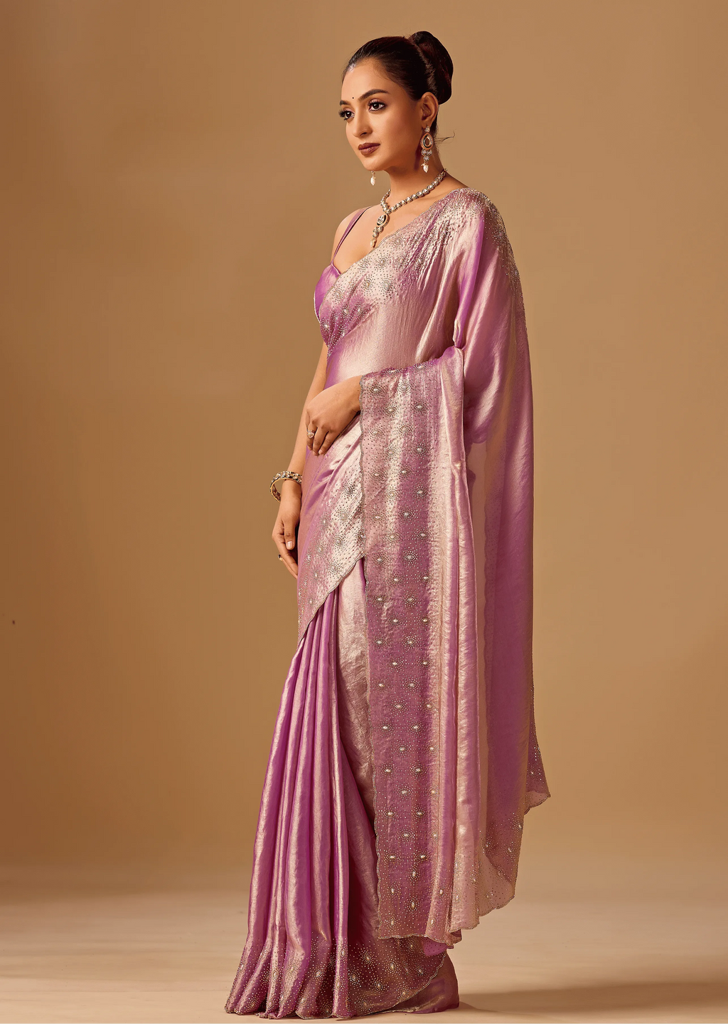Lavender Tissue Silk Saree Standing Look - Party Wear Saree