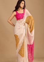 Pink Organza Silk Saree With Printed Pallu