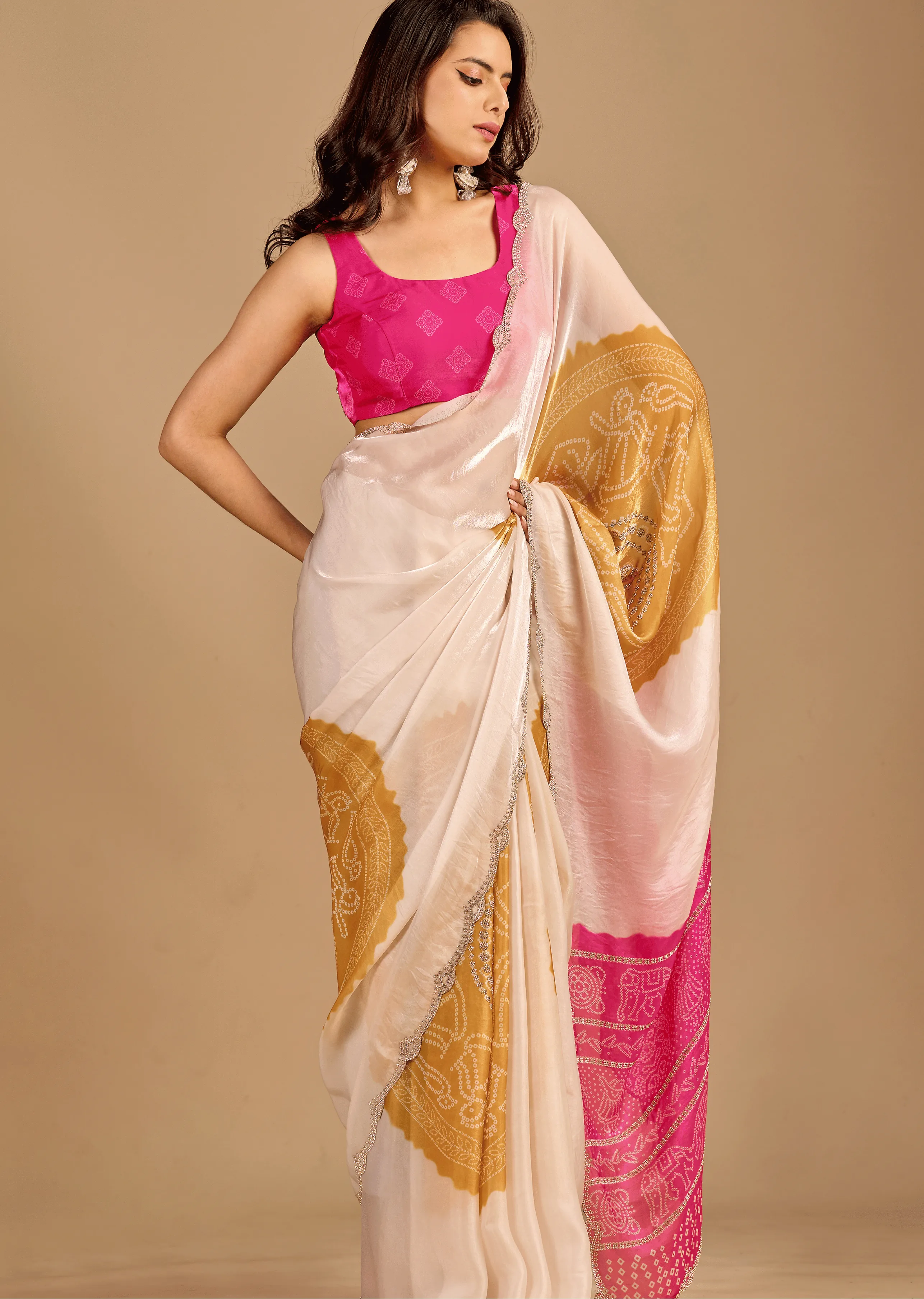 Pink Organza Silk Saree Standing Look - Party Wear Saree