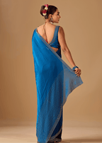 Royal Blue Tissue Silk Saree With Stone Work Border