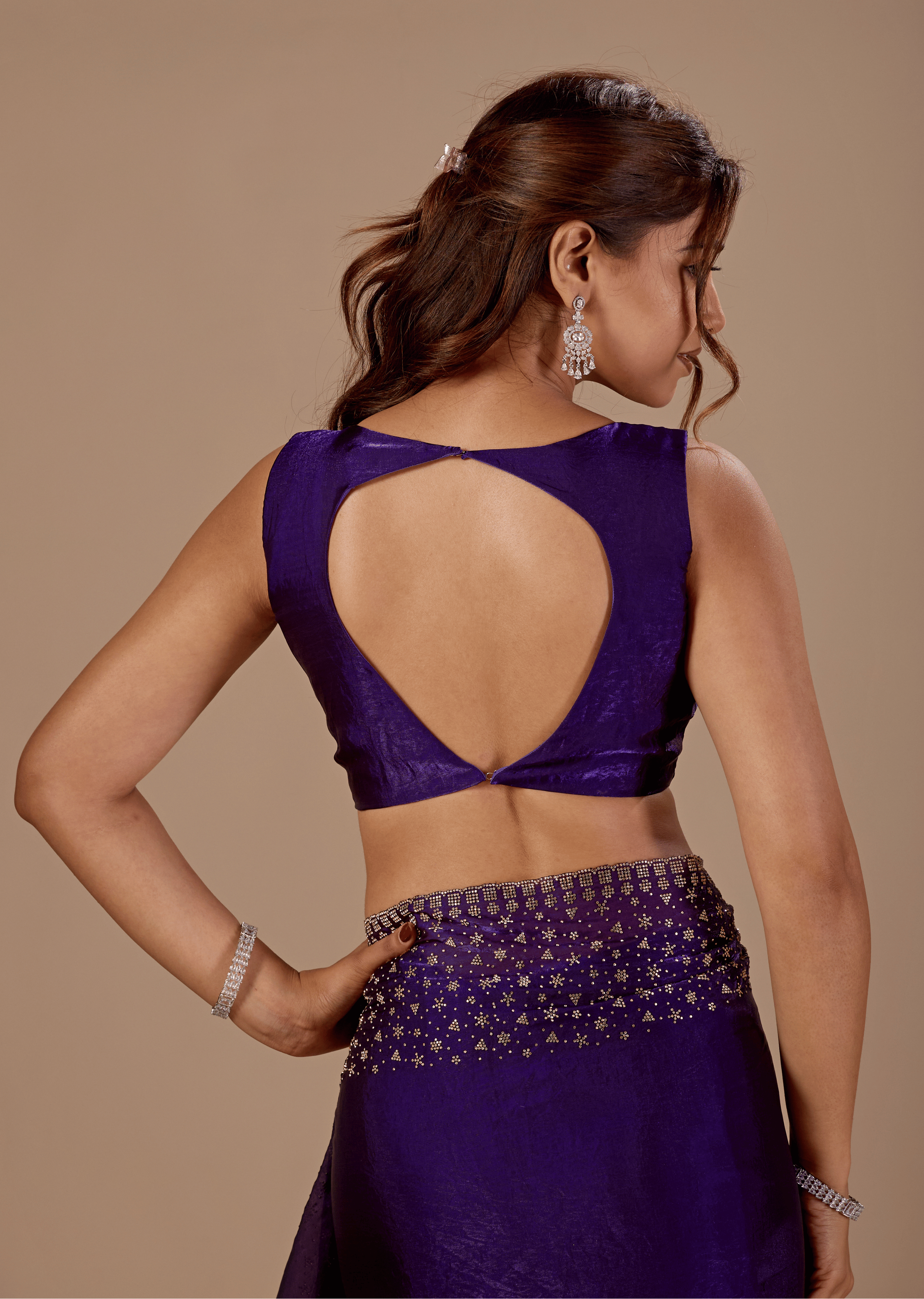 Royal Wine Tissue Silk Saree With Stone Work