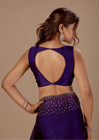 Royal Wine Tissue Silk Saree Side Pose - Wedding Wear Saree