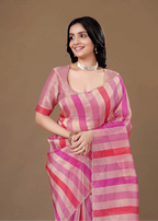 Pink Organza Saree Pallu Detail - Stone Border Detail
