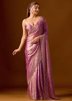 Pink Tissue Silk Saree With Stone Work