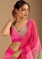 Red Chiffon Saree Standing Look - Festive Wear Saree