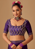 Royal Wine Tissue Silk Saree With Crystal Stone Border