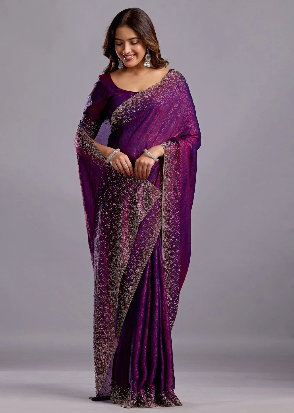 Purple Tissue Silk Saree Pallu Detail - Traditional Wear Saree