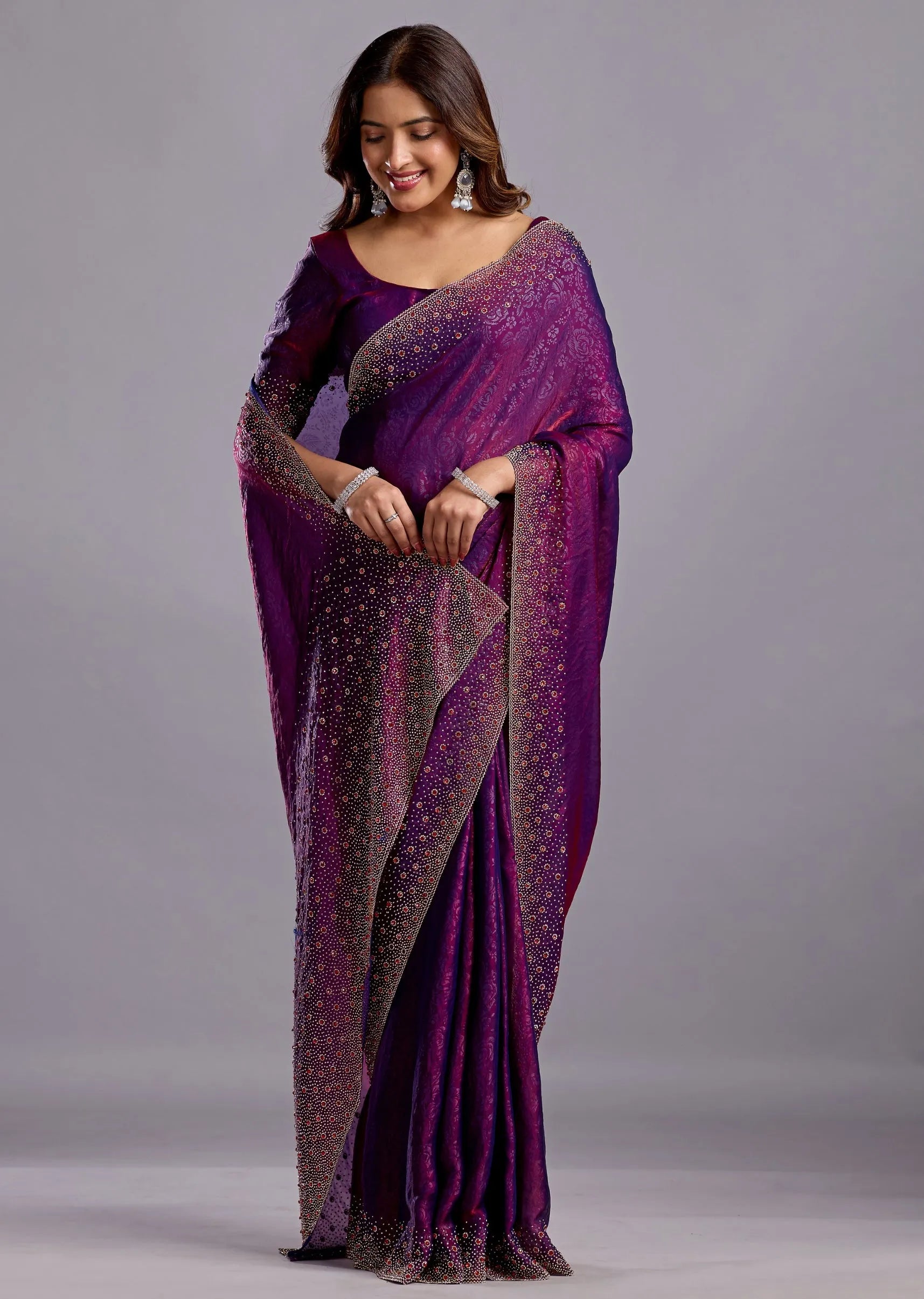 Purple Tissue Silk Saree Pallu Detail - Traditional Wear Saree