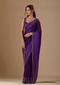 Royal Wine Tissue Silk Saree With Stone Work - Front Look | Buy On Ethnic9
