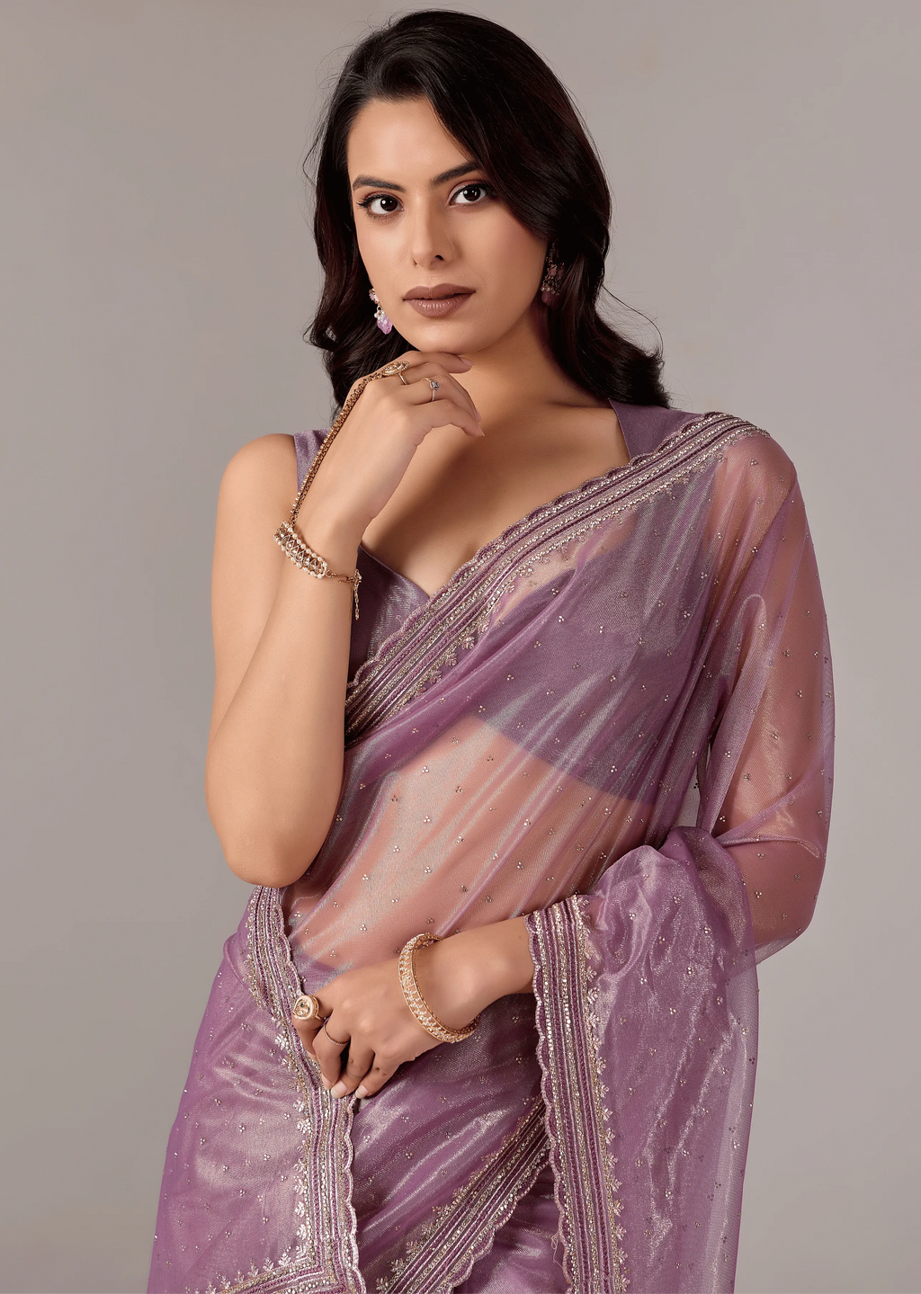 Purple Organza Saree Pallu Detail - Traditional Wear Saree