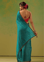 Firozi Tissue Silk Saree With Foil Dot Weaving