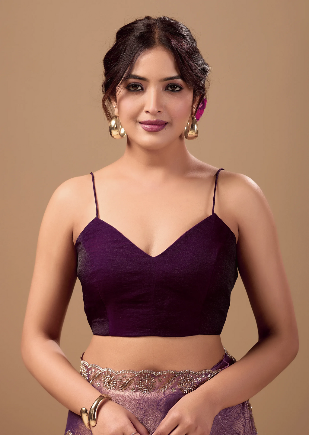 Lavender Mauve Jacquard Saree With Zarkan Stone Border