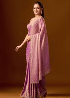 Purple Tissue Silk Saree With Stone Work