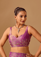 Orchid Purple Tissue Silk Saree With Stone Embroidery