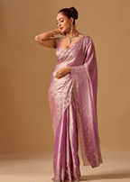 Lavender Tissue Silk Saree With Stone Work