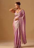 Lavender Tissue Silk Saree Pallu Detail - Festive Wear Saree