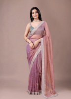 Lavender Purple Organza Saree Standing Look - Festive Wear Saree