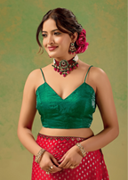 Rani Red Tissue Silk Saree Pallu Detail - Traditional Wear Saree